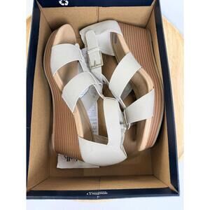 Dr Scholl's Barton Comfort Wedge Sandals Size 8 M Cream Snake Print New with Box